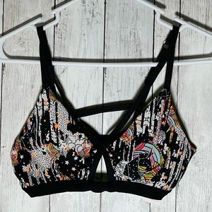 Zumba Cartoon Print Bra - Size Marvelous Medium Unicorns and Rainbows